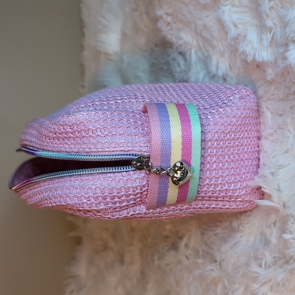 BEACH Pouch With Patches - Snacks Bag Chenille Letter Bag Cosmetic Pink Canvas - Picture 3 of 9